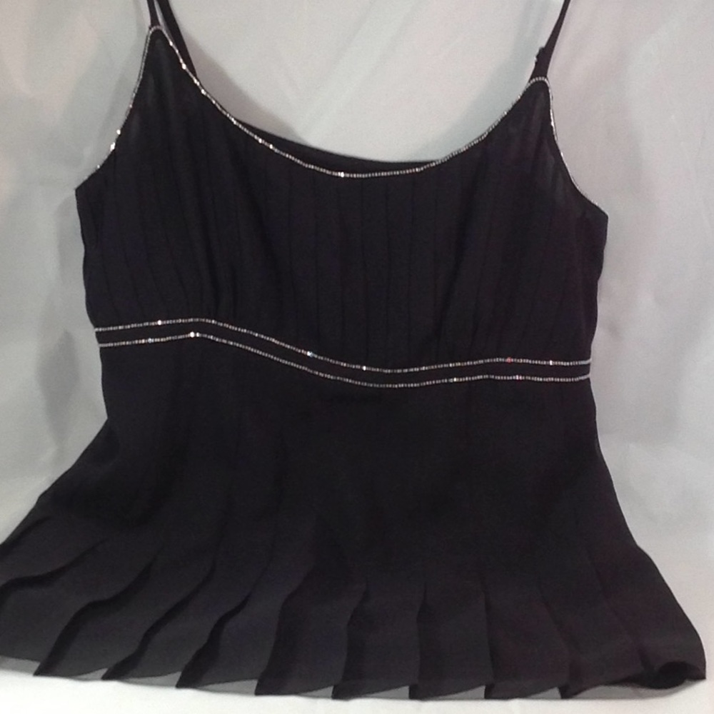 Pleated Black Tank Top Camisole by The Limited